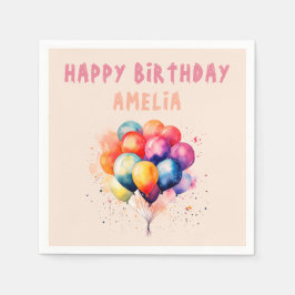 Farbenfrohe Balloons Kinder Happy Birthday Party Serviette