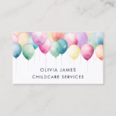 Farbenfrohe Balloons Kinderbetreuung Babysitter Visitenkarte (Vorderseite)