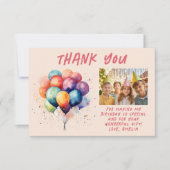 Farbenfrohe Balloons Kindergeburtstag Foto Dankeskarte (Vorderseite)