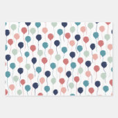 Farbenfrohe Balloons Muster in Pastellfarben Geschenkpapier Set (Vorderseite 3)