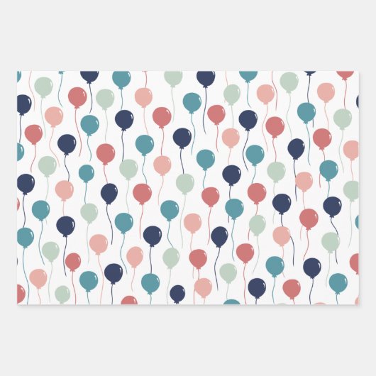 Farbenfrohe Balloons Muster in Pastellfarben Geschenkpapier Set (Vorderseite)