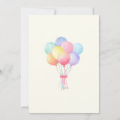 Farbenfrohe Balloons Niedlich Bärenmädchen Geburts Einladung (Rückseite)