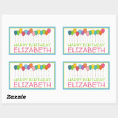 Farbenfrohe Balloons Personalisiert glücklich Gebu Rechteckiger Aufkleber (Blatt)