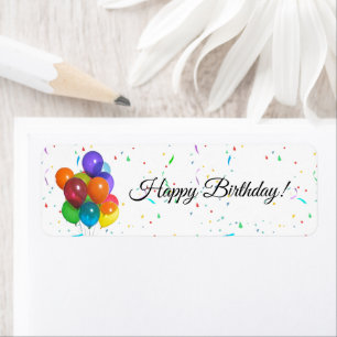 Farbenfrohe Balloons und Confetti-Geschenketikette