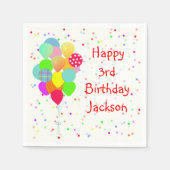 Farbenfrohe Balloons und Confetti-Kinder zum Gebur Serviette (Vorderseite)