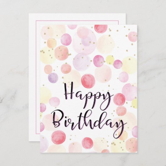 Farbenfrohe Balloons zum Geburtstag Pink Postkarte (Vorne/Hinten)
