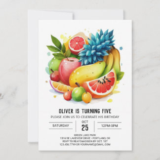 Farbenfrohe Banana Digitale Früchte Geburtstag Einladung