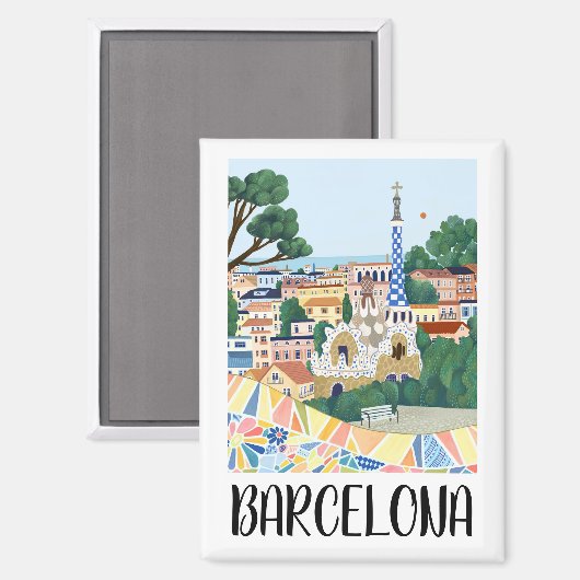 Farbenfrohe Barcelona Spanien Stadtbesichtigung Magnet (Vorderseite/Rückseite)