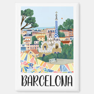 Farbenfrohe Barcelona Spanien Stadtbesichtigung Magnet