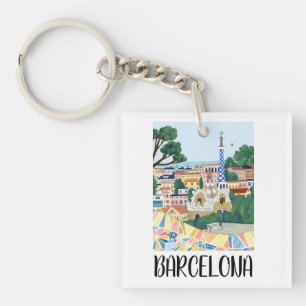 Farbenfrohe Barcelona Spanien Stadtbesichtigung Schlüsselanhänger
