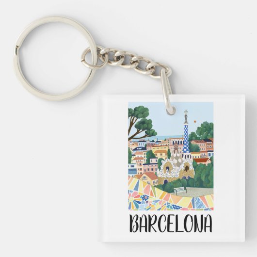 Farbenfrohe Barcelona Spanien Stadtbesichtigung Schlüsselanhänger (Vorderseite)