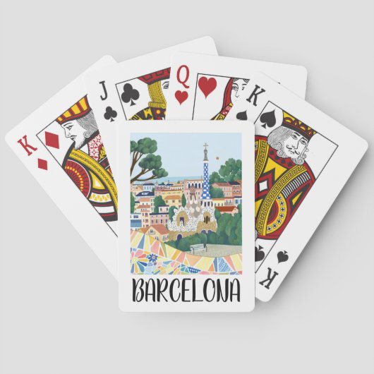 Farbenfrohe Barcelona Spanien Stadtbesichtigung Spielkarten (Rückseite)