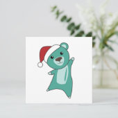 Farbenfrohe Bären Frohe Weihnachts Winter Tiere Bä Einladung (Stehend Vorderseite)