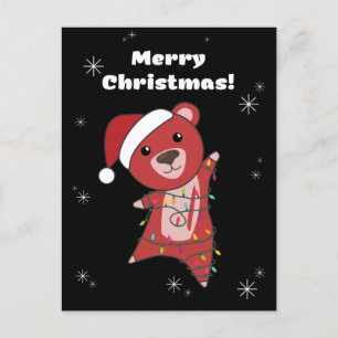 Farbenfrohe Bären Frohe Weihnachts Winter Tiere Bä Feiertagspostkarte