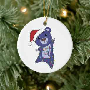 Farbenfrohe Bären Frohe Weihnachts Winter Tiere Bä Keramik Ornament
