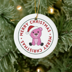 Farbenfrohe Bären Frohe Weihnachts Winter Tiere Bä Keramik Ornament