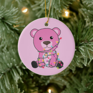 Farbenfrohe Bären Frohe Weihnachts Winter Tiere Bä Keramik Ornament