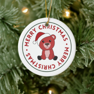 Farbenfrohe Bären Frohe Weihnachts Winter Tiere Bä Keramik Ornament