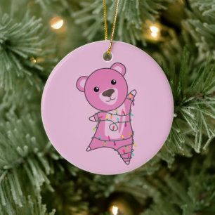 Farbenfrohe Bären Frohe Weihnachts Winter Tiere Bä Keramik Ornament
