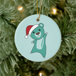 Farbenfrohe Bären Frohe Weihnachts Winter Tiere Bä Keramik Ornament
