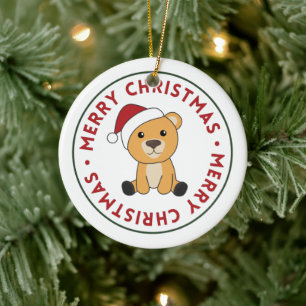 Farbenfrohe Bären Frohe Weihnachts Winter Tiere Bä Keramik Ornament