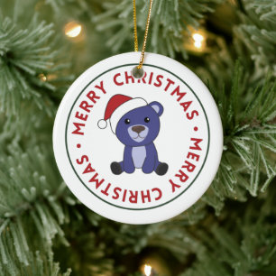 Farbenfrohe Bären Frohe Weihnachts Winter Tiere Bä Keramik Ornament