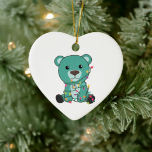 Farbenfrohe Bären Frohe Weihnachts Winter Tiere Bä Keramik Ornament
