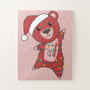 Farbenfrohe Bären Frohe Weihnachts Winter Tiere Bä Puzzle