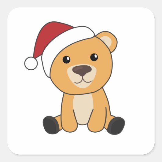 Farbenfrohe Bären Frohe Weihnachts Winter Tiere Bä Quadratischer Aufkleber (Vorderseite)