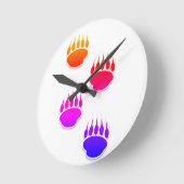 Farbenfrohe Bärenpaw-Keramik Runde Wanduhr (Winkel)