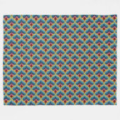 Farbenfrohe Bargello Stickerei Boho Chic Muster Fleecedecke (Vorderseite (Horizontal))