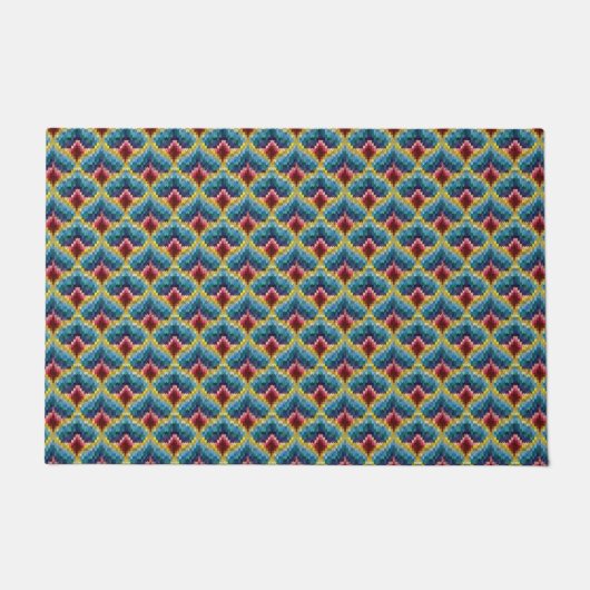Farbenfrohe Bargello Stickerei Boho Chic Muster Fußmatte (Vorderseite)