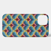 Farbenfrohe Bargello Stickerei Boho Chic Muster iPhone Hülle (Rückseite (Horizontal))