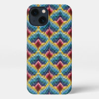 Farbenfrohe Bargello Stickerei Boho Chic Muster
