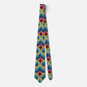 Farbenfrohe Bargello Stickerei Boho Chic Muster Krawatte (Vorderseite)