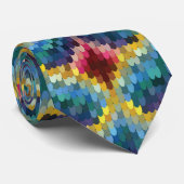 Farbenfrohe Bargello Stickerei Boho Chic Muster Krawatte (Gerollt)