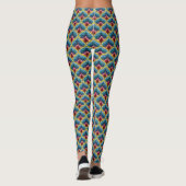 Farbenfrohe Bargello Stickerei Boho Chic Muster Leggings (Rückseite)