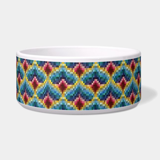 Farbenfrohe Bargello Stickerei Boho Chic Muster Napf (Vorderseite)