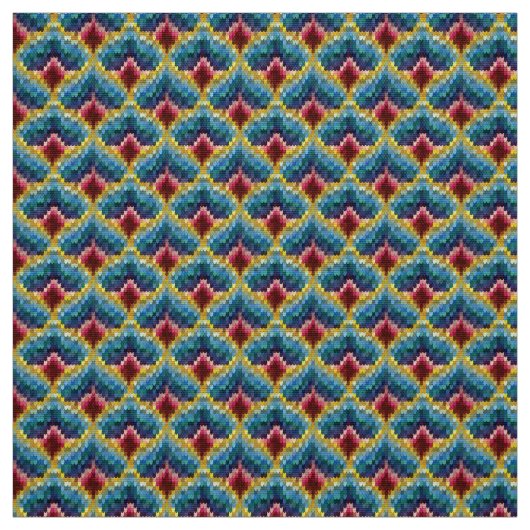 Farbenfrohe Bargello Stickerei Boho Chic Muster Stoff (Muster)