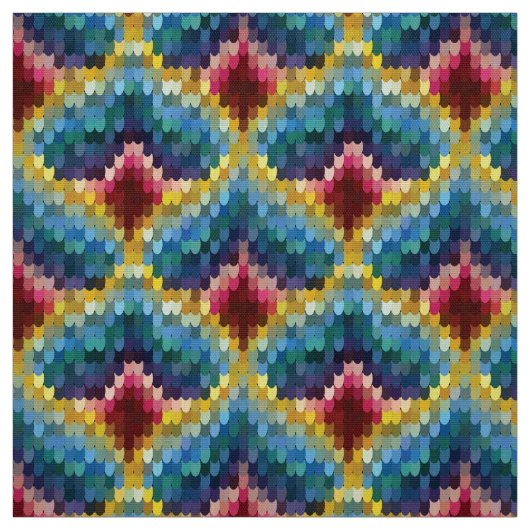 Farbenfrohe Bargello Stickerei Boho Chic Muster Stoff (Muster)