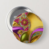 Farbenfrohe barocke Gemusterte Gestaltung" Button (Vorne & Hinten)