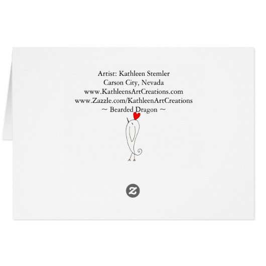 Farbenfrohe, bärtige Grußkarte für den Drachen (Rückseite Horizontal)