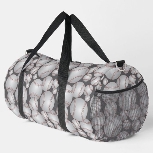 Farbenfrohe Baseballs Muster Grau Duffle Bag (Rechte Ecke)