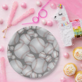 Farbenfrohe Baseballs Muster Grau Pappteller (Party)