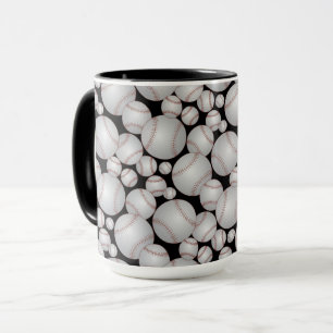 Farbenfrohe Baseballs Muster Grau Tasse