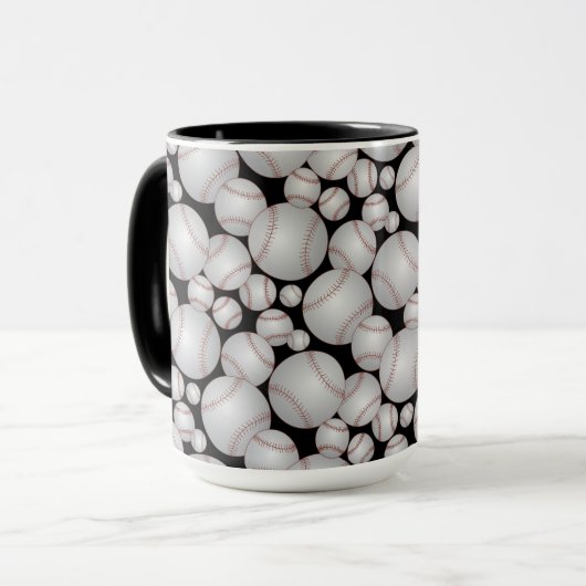 Farbenfrohe Baseballs Muster Grau Tasse (Vorderseite Links)