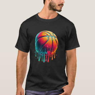Farbenfrohe Basketball-Basketballkorb T-Shirt