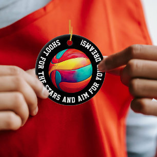 Farbenfrohe Basketball Black Slam Dunk Player Meda Keramik Ornament