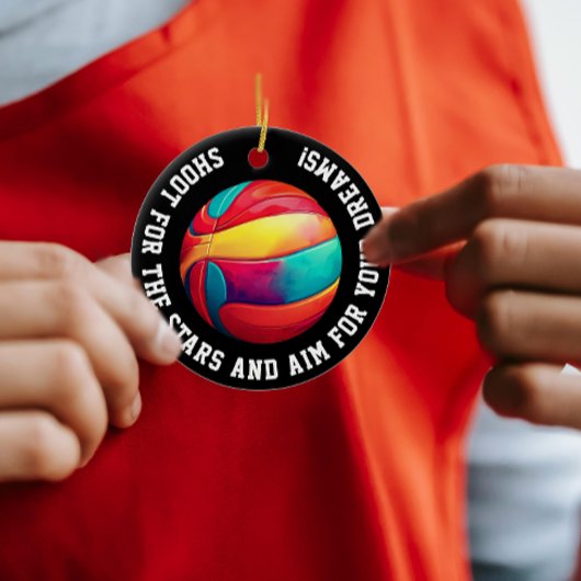 Farbenfrohe Basketball Black Slam Dunk Player Meda Keramik Ornament