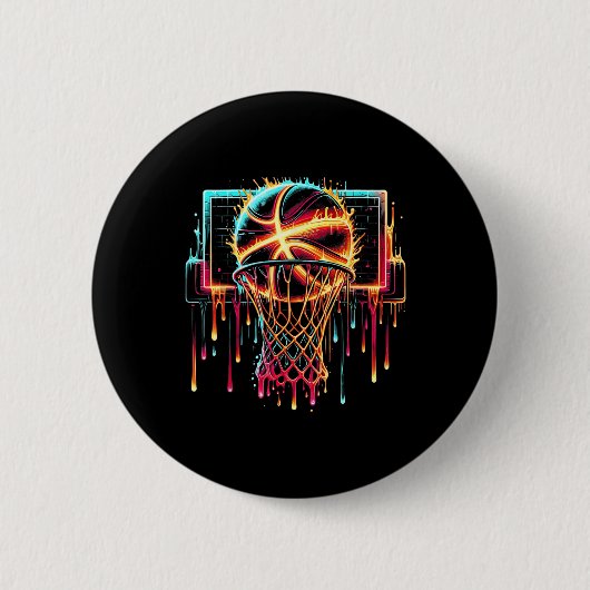 Farbenfrohe Basketball-Drilling Color Splash Hoop Button (Vorderseite)